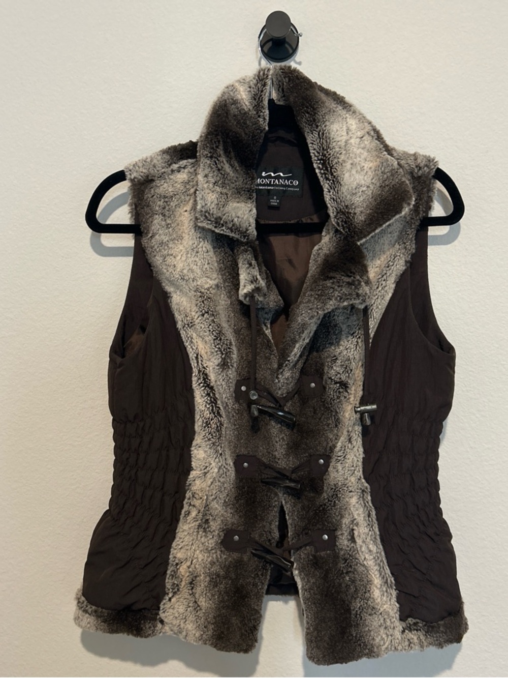 Montanaco Brown Faux-Fur Trimmed Vest